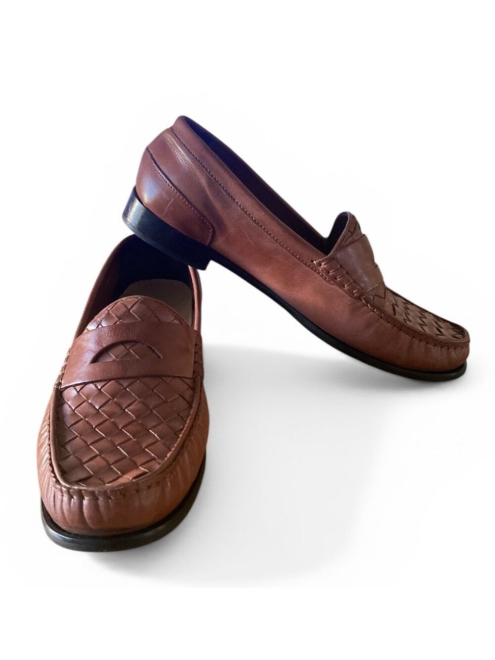 Cole Haan Ladies Laurel Woven Moc Size 10B Brown Leather